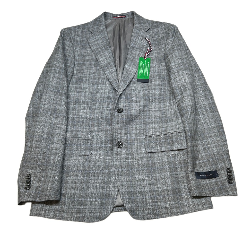 Tommy Hilfiger Modern-Fit Sport Coat Mens 38R 38 Gray‎ Plaid $295 NEW